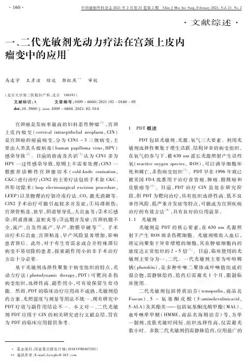 一、二代光敏剂光动力疗法在宫颈上皮内瘤变中的应用