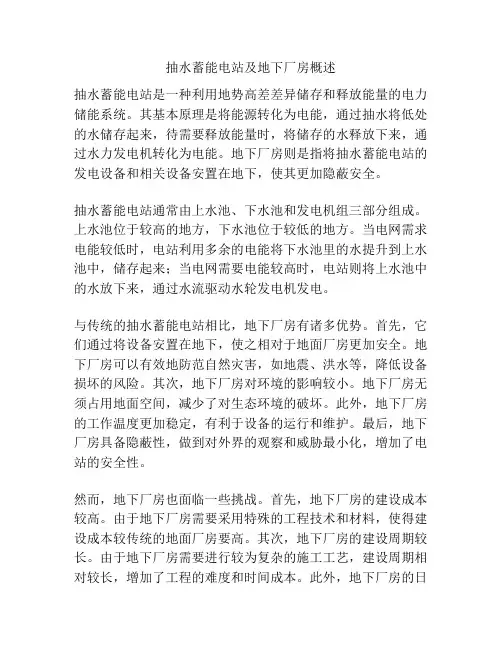 抽水蓄能电站及地下厂房概述