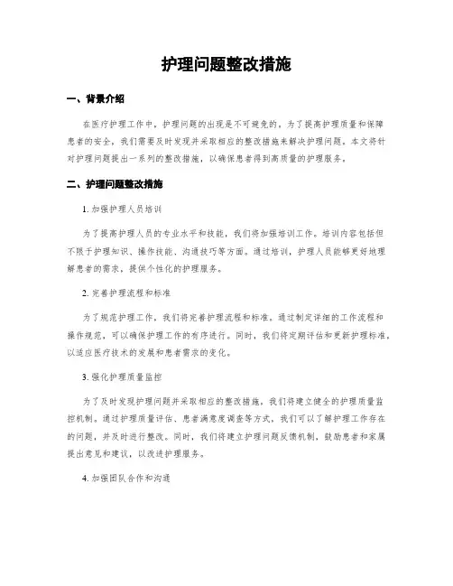 护理问题整改措施