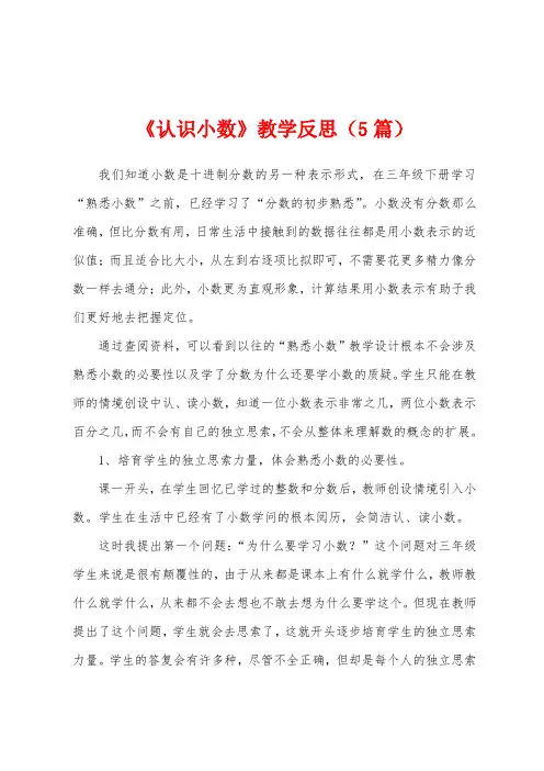 《认识小数》教学反思(5篇)