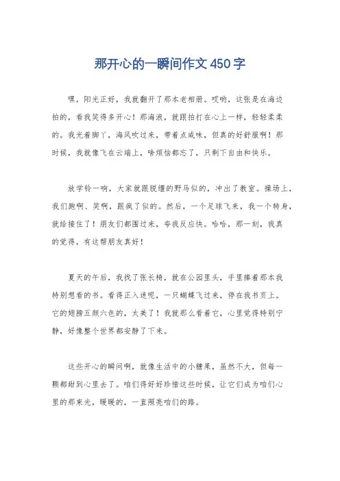 那开心的一瞬间作文450字