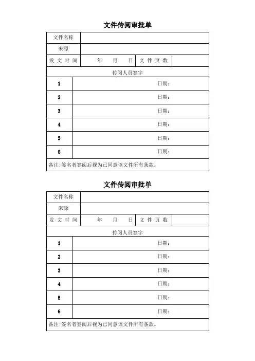 文件传阅签字表