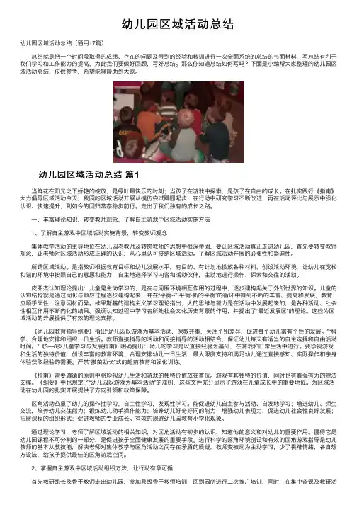 幼儿园区域活动总结