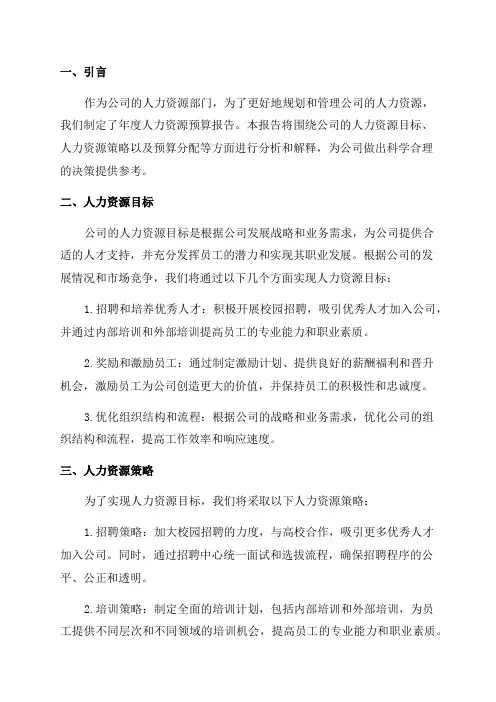 公司年度人力资源预算报告