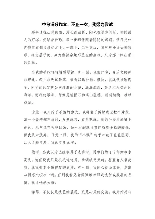 中考满分作文：不止一次,我努力尝试