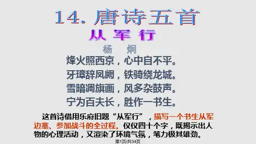 高一必修唐诗五首从军行其四PPT课件