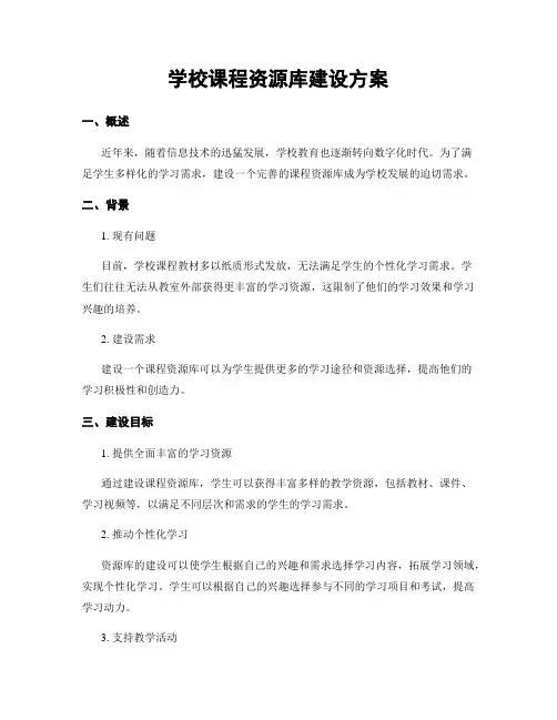 学校课程资源库建设方案
