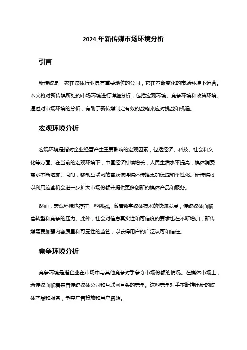 2024年新传媒市场环境分析