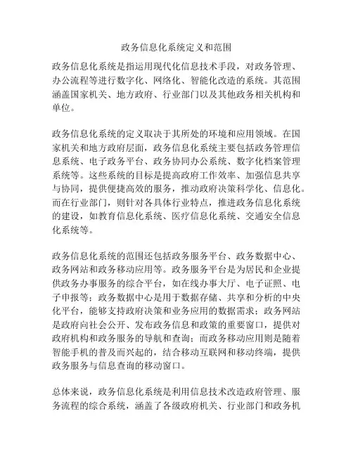 政务信息化系统定义和范围