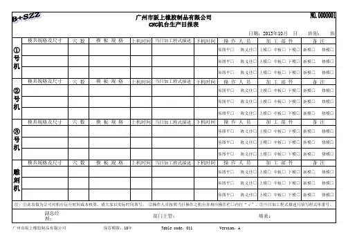 CNC机台生产进度表