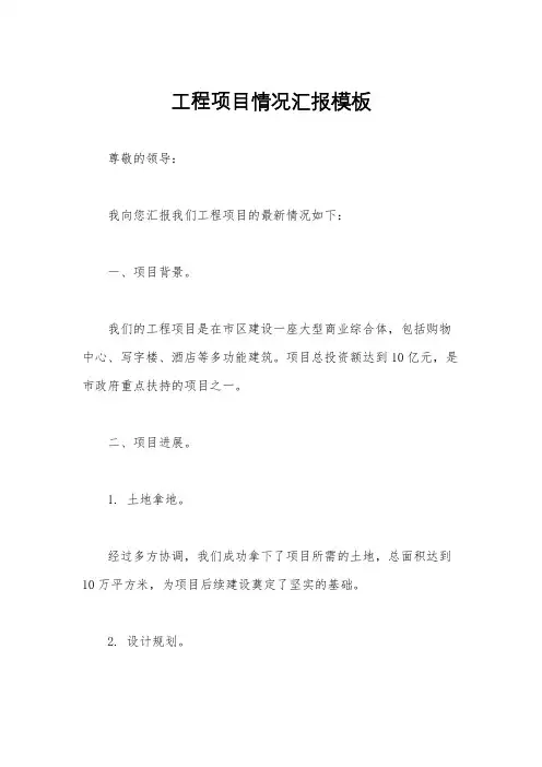 工程项目情况汇报模板