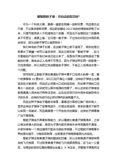 最聪明的子弹：可自动追踪目标