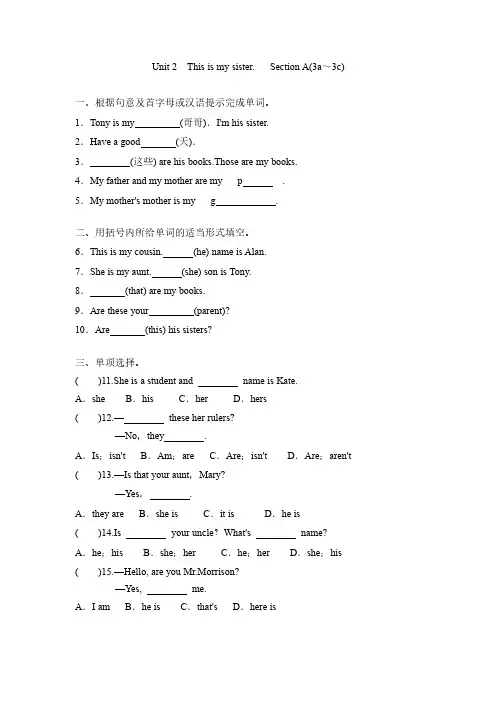 七年级上册英语人教版Unit 2 This is my sister. Section A(3a～3