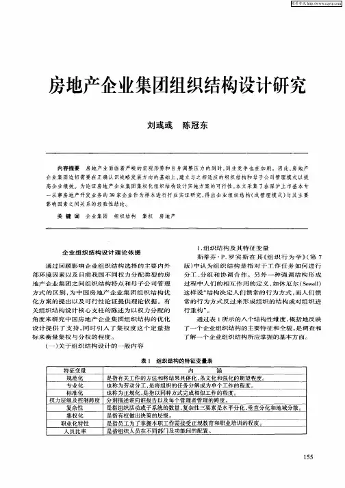 房地产企业集团组织结构设计研究