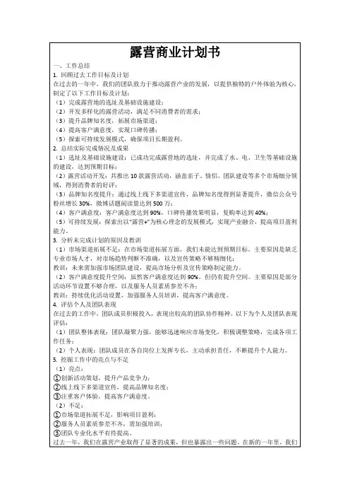 露营商业计划书