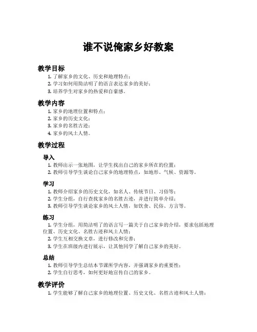 谁不说俺家乡好教案
