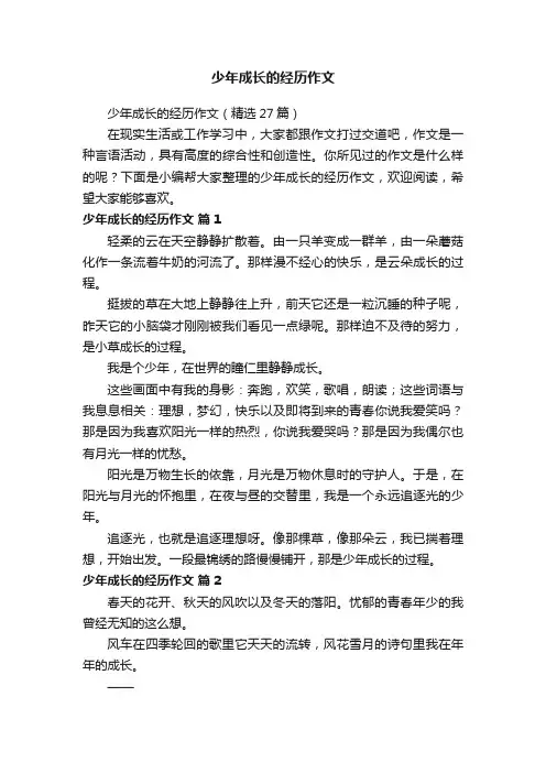 少年成长的经历作文（精选27篇）
