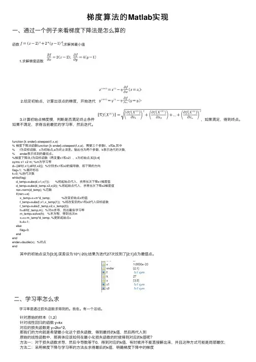 梯度算法的Matlab实现