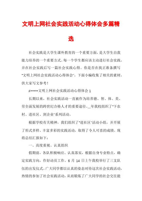 文明上网社会实践活动心得体会多篇精选