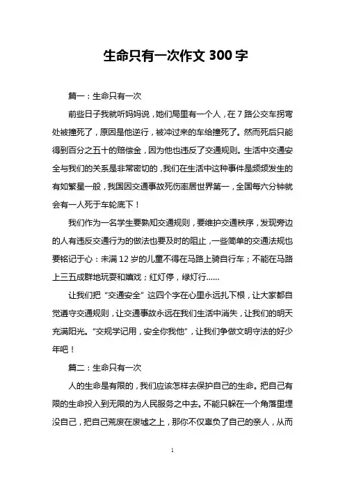 生命只有一次作文300字
