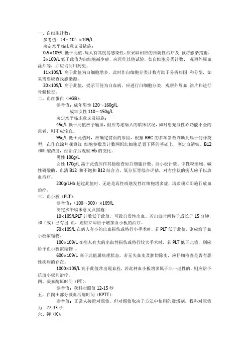 检验危急值的正常参考值