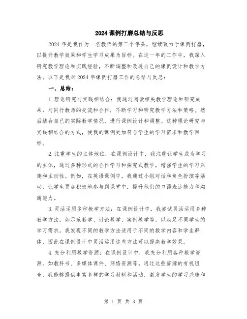 2024课例打磨总结与反思