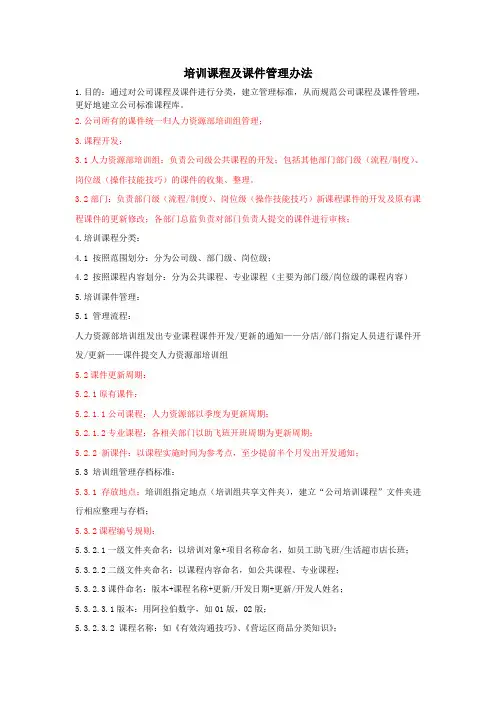 培训课程及课件管理办法