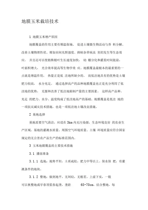 地膜玉米栽培技术