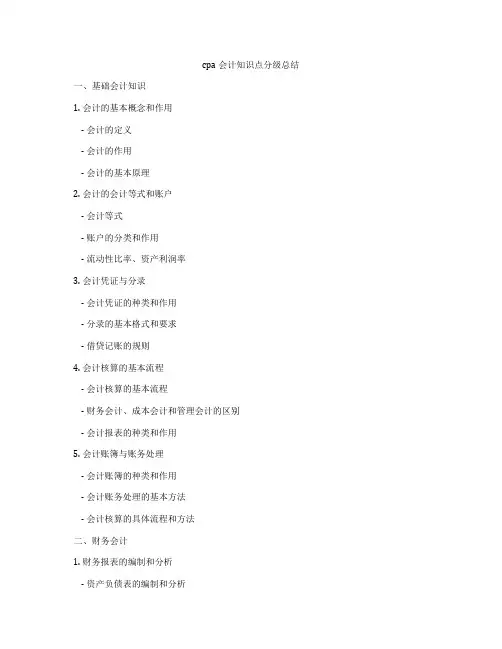 cpa会计知识点分级总结