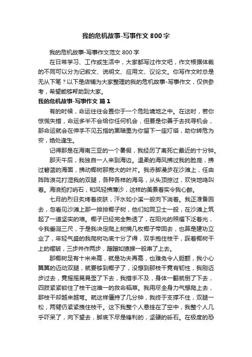 我的危机故事-写事作文800字