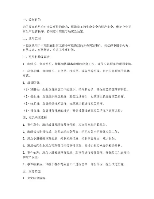 班组专项应急预案
