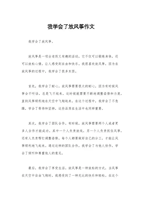 我学会了放风筝作文 3