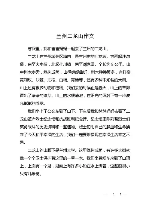 兰州二龙山作文