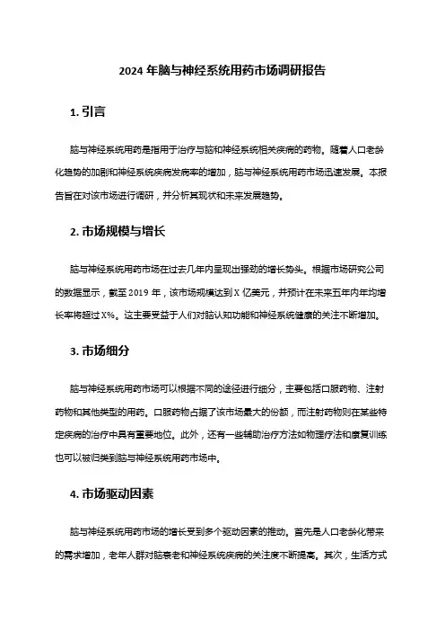 2024年脑与神经系统用药市场调研报告