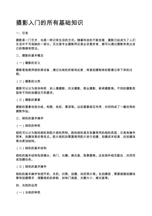 摄影入门的所有基础知识