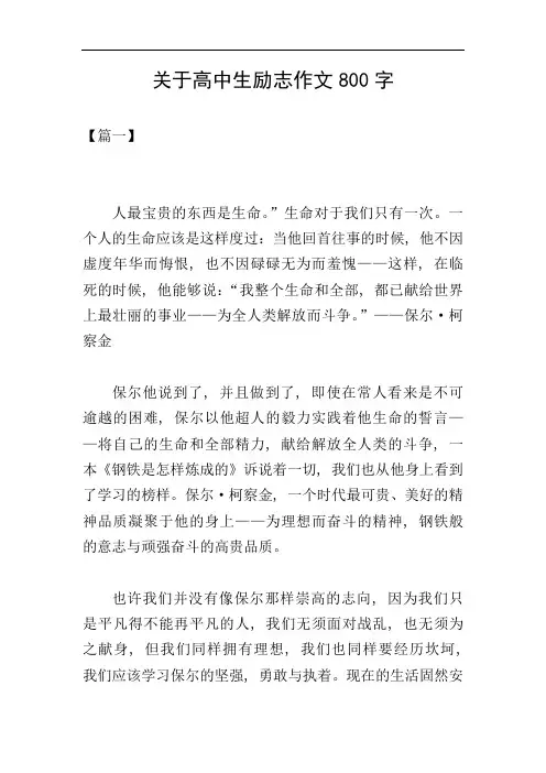 关于高中生励志作文800字
