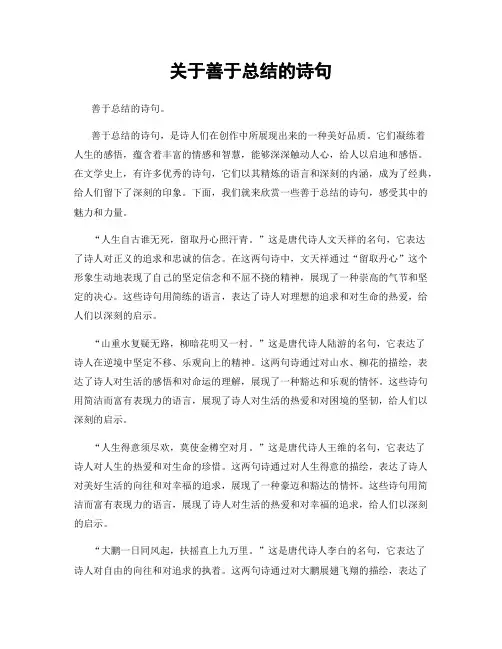 关于善于总结的诗句
