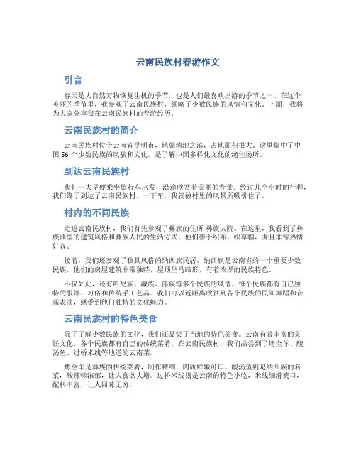 云南民族村春游作文