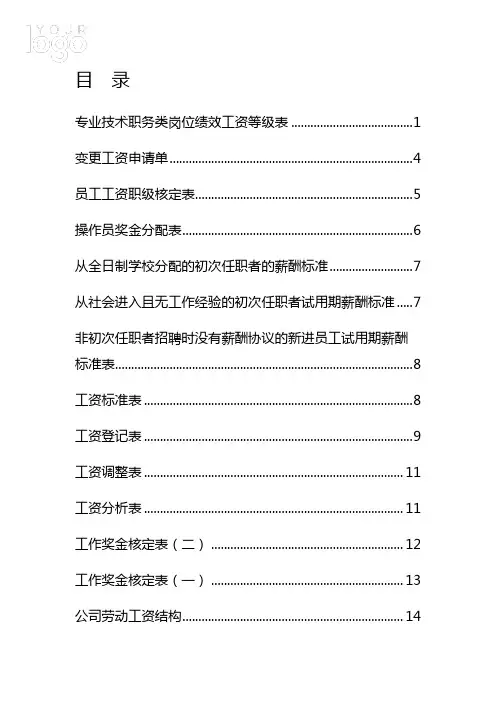 人事薪酬管理全套表格(新编)