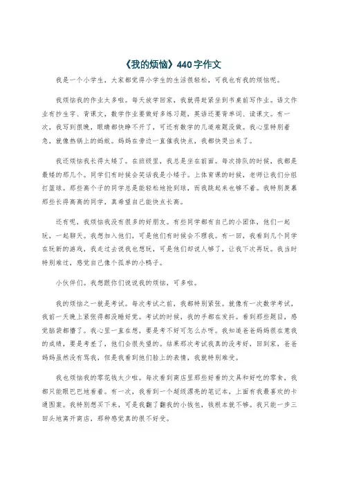 《我的烦恼》440字作文