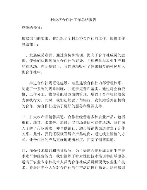 村经济合作社工作总结报告