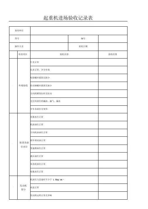 起重机汽车起重机验收记录