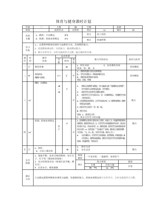 体育与健身课时计划