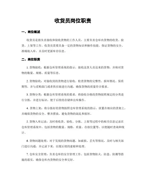 收货员岗位职责