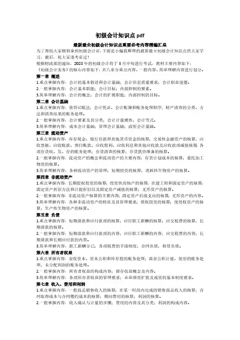 最新最全初级会计知识点必考内容精选