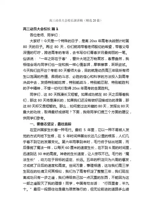 高三动员大会校长演讲稿（精选20篇）