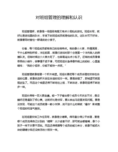 对班组管理的理解和认识