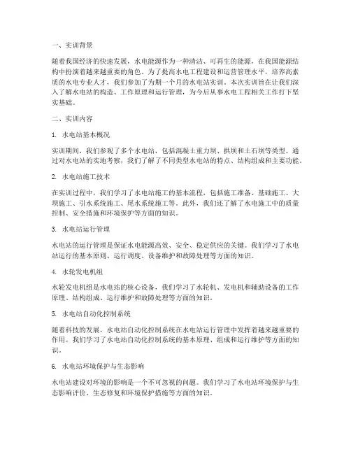水电站实训报告的总结