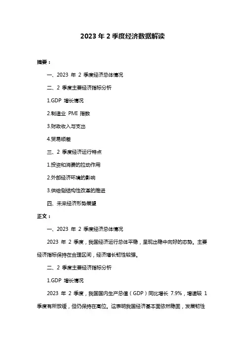 2023年2季度经济数据解读