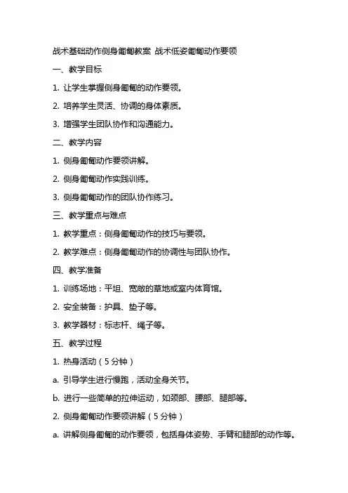 [战术基础动作侧身匍匐教案] 战术低姿匍匐动作要领